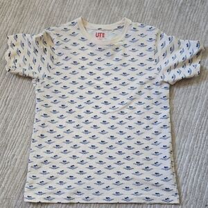 Uniqlo' Cream and Blue Bunny Pattern Tee